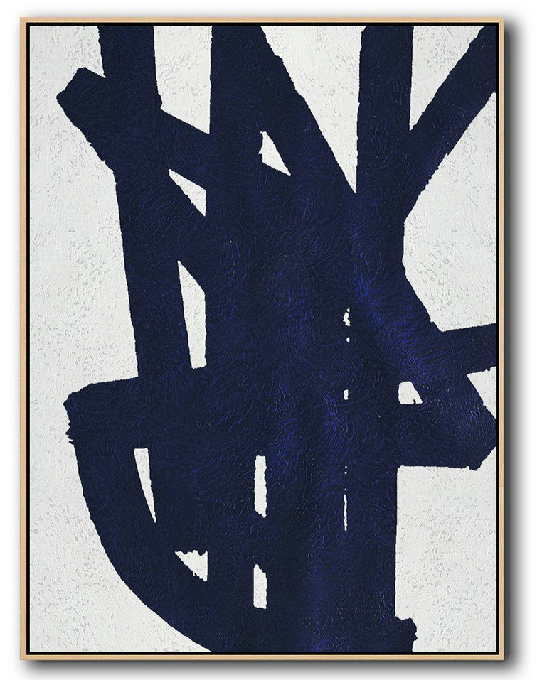 Buy Hand Painted Navy Blue Abstract Painting Online,Large Abstract Wall Art #C7E6